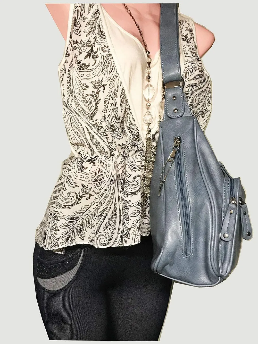 Fashion Locking Concealed Carry Big Hobo Bag CCW Cross Body Bag with Credit Card Slots
