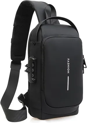 Fashion New Carbon Fiber Streamline Anti-Theft Sling Bag,Crossbody Shoulder Bag with USB Charging Port,For Sports Travel