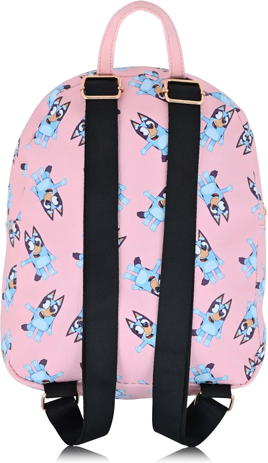 Fast Forward Bluey Backpack for Boys, Girls, Women, Men, Unisex | Cute PU Leather 10" Bluey Mini Backpack Purse Shoulder Purse | Bluey Bag and Bluey Accessories