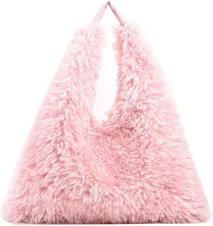 Faux Fur Hobo Shoulder Bag Furry Handbag Purse for Women Winter Y2k Fuzzy Plush Shoulder Tote Bag for Work Shopping