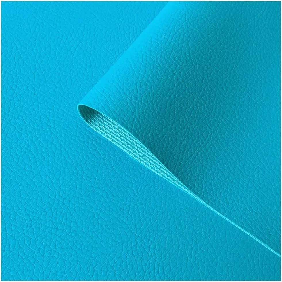 Faux Leather Fabric Leatherette Premium Soft Feel Material Vinyl Cloth Upholstery DIY Sewings Sofa Handbag Car Seat Hair(Lake Blue,1.6X3m)