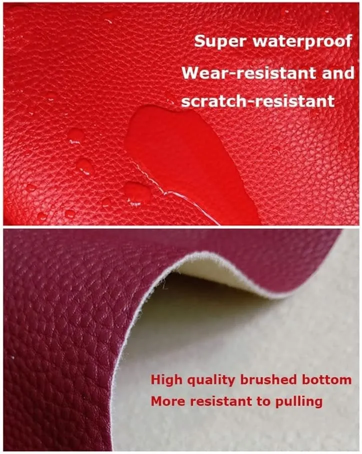 Faux Leather Fabric Leatherette PU Textured for Upholstery Crafts DIY Sewings Sofa Handbag Hair Bows Sold by Meter per 1m X 1.4m(3.28ft x 4.59ft)(Red-Brown,1.4x9m)