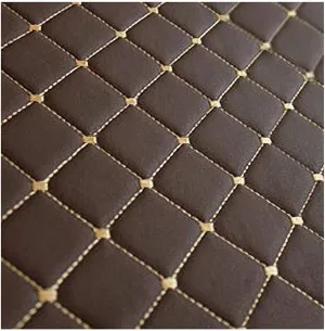 Faux Leather Quilted Faux Leather Diamond Fluted Car Seating Vehicle Upholstery Fabric，Vinyl PVC Leather Stitch Padded Cushion Linen Wadding Fabric # Black 1.4x1m (Color : Coffee, Size : 1.4X2m)