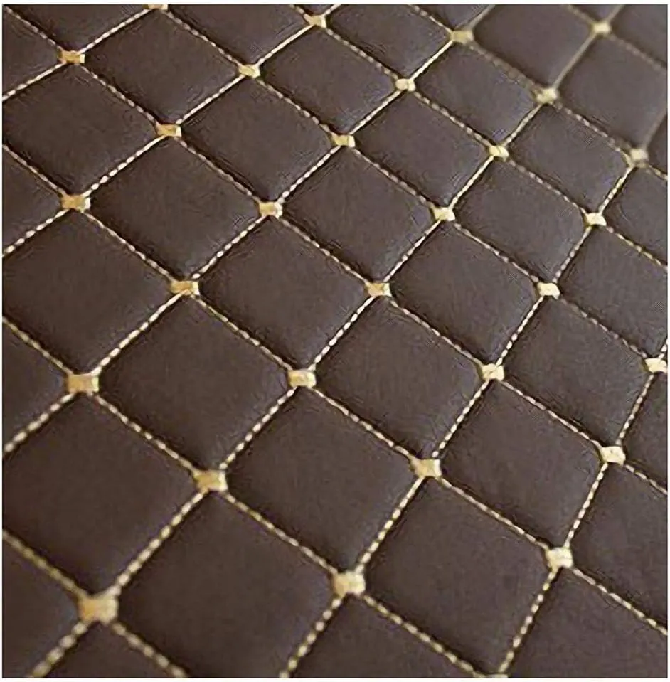 Faux Leather Quilted Faux Leather Diamond Fluted Car Seating Vehicle Upholstery Fabric，Vinyl PVC Leather Stitch Padded Cushion Linen Wadding Fabric # Black 1.4x1m (Color : Coffee, Size : 1.4X2m)