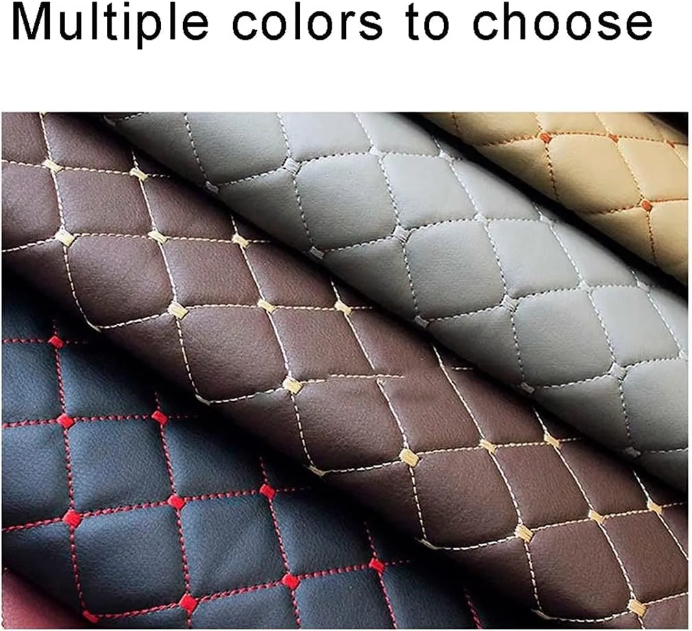 Faux Leather Quilted Faux Leather Diamond Fluted Car Seating Vehicle Upholstery Fabric，Vinyl PVC Leather Stitch Padded Cushion Linen Wadding Fabric # Black 1.4x1m (Color : Gray, Size : 1.4X1m)