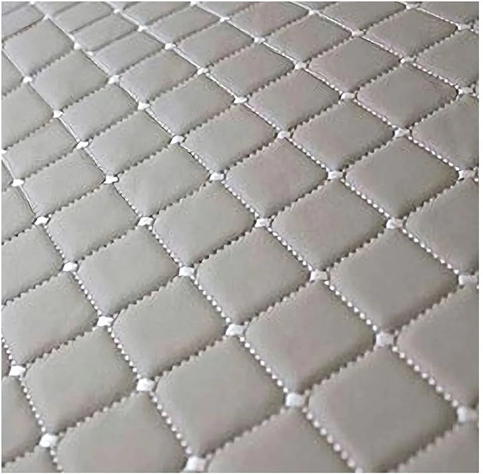 Faux Leather Quilted Faux Leather Diamond Fluted Car Seating Vehicle Upholstery Fabric，Vinyl PVC Leather Stitch Padded Cushion Linen Wadding Fabric # Black 1.4x1m (Color : Gray, Size : 1.4X1m)