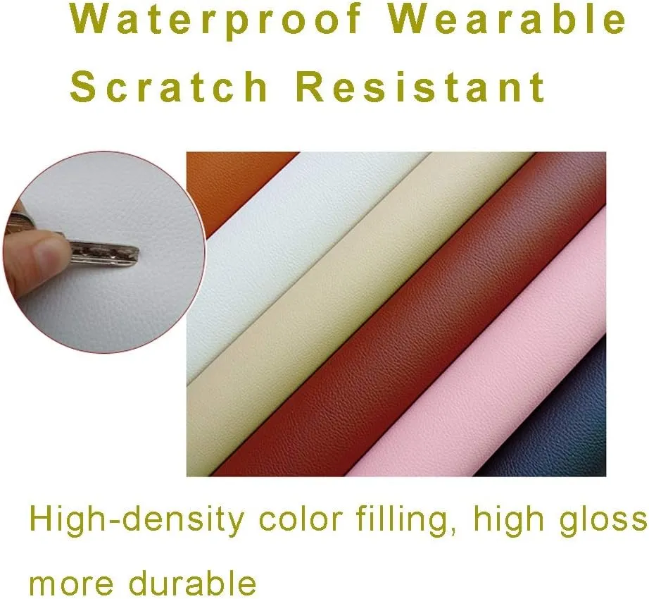 Faux Leather Waterproof PVC Leather Fabric Upholstery Leatherette Soft PU Synthetic Leather Fabric For Sofa Stool Shoes Handbag Purse Wallet Diy Projects 1.6X1m(5.24X3.28ft)（Colour: Khaki）(Creamy-whit