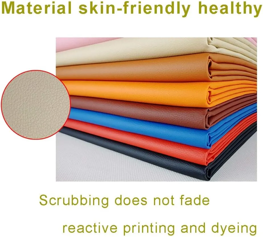Faux Leather Waterproof PVC Leather Fabric Upholstery Leatherette Soft PU Synthetic Leather Fabric For Sofa Stool Shoes Handbag Purse Wallet Diy Projects 1.6X1m(5.24X3.28ft)（Colour: Khaki）(Creamy-whit
