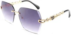 FEISEDY Classic Rimless Sunglasses Women Metal Frame Diamond Cutting Lens Sun Glasses B2567