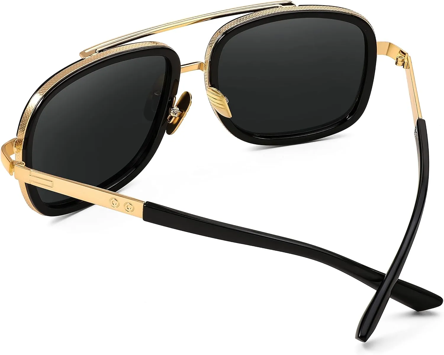 FEISEDY Retro Trendy Aviator Sunglasses Women Men Classic Vintage Square Sunglasses 70s Large Metal Shades B2321