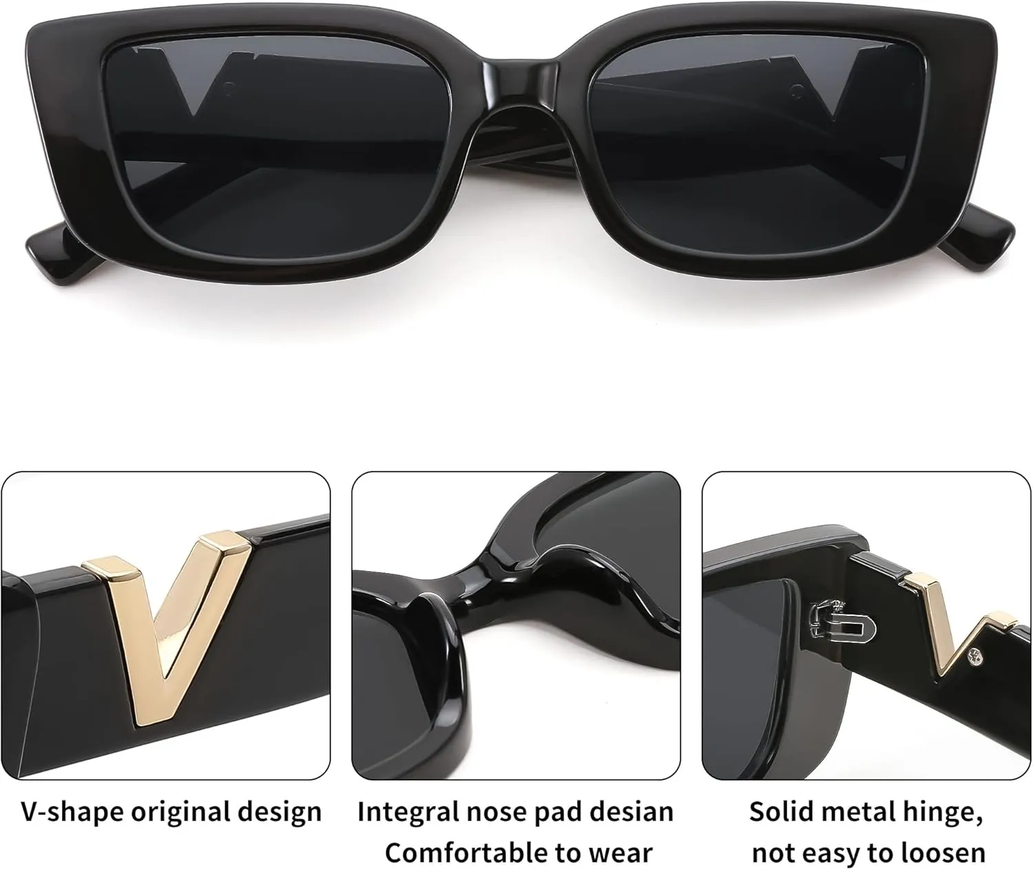 FEISEDY Small Rectangle Sunglasses for Women Men Vintage Trendy Y2K Rectangular Sunglasses B9066