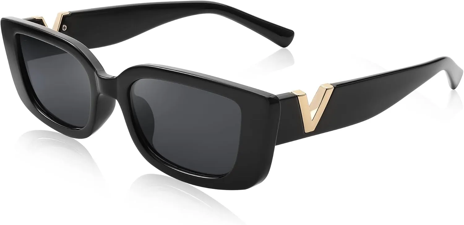 FEISEDY Small Rectangle Sunglasses for Women Men Vintage Trendy Y2K Rectangular Sunglasses B9066