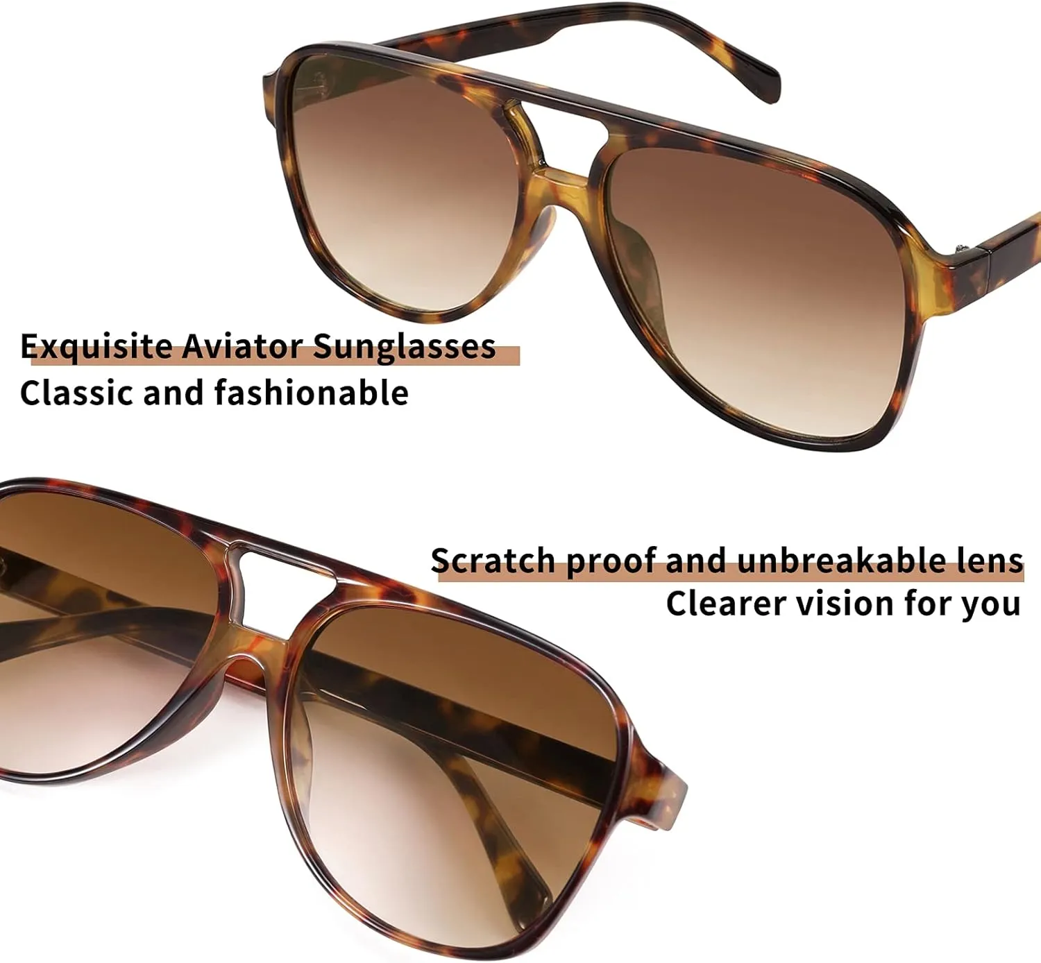 FEISEDY Vintage Retro 70s Plastic Aviator Sunglasses Women Men Classic Large Squared Frame B2751