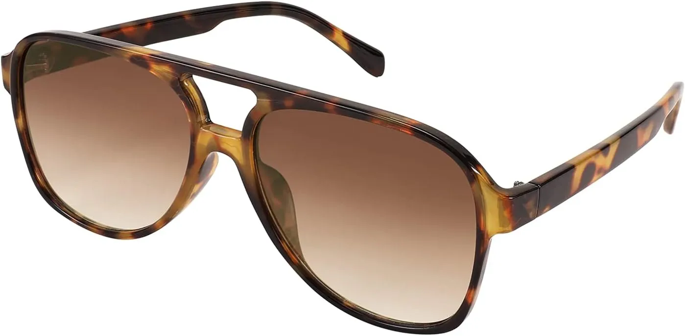 FEISEDY Vintage Retro 70s Plastic Aviator Sunglasses Women Men Classic Large Squared Frame B2751