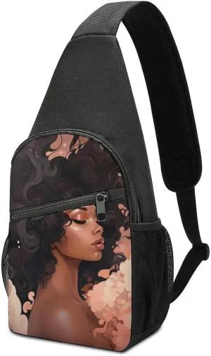 Female Silhouette Sling Bag Casual Chest Bag Crossbody Shoulder Backpack Sport Travel Hiking Daypack for Women Men