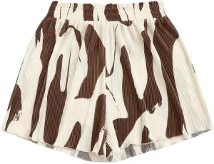 Floerns Women's Lettuce Trim Flowy Shorts Allover Print Elastic High Waist Wide Leg Shorts