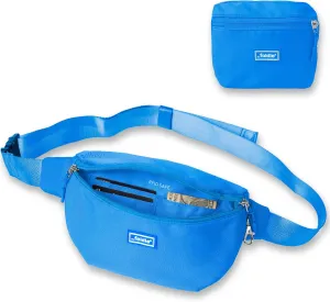 Foldable Crossbody Bags for Women & Men - Anti-Theft RFID-Safe Fanny Pack with Smart Lockable Zippers and Cut-Resistant Strap - Lightweight Waist Pack for Travel & Everyday Use - Azure