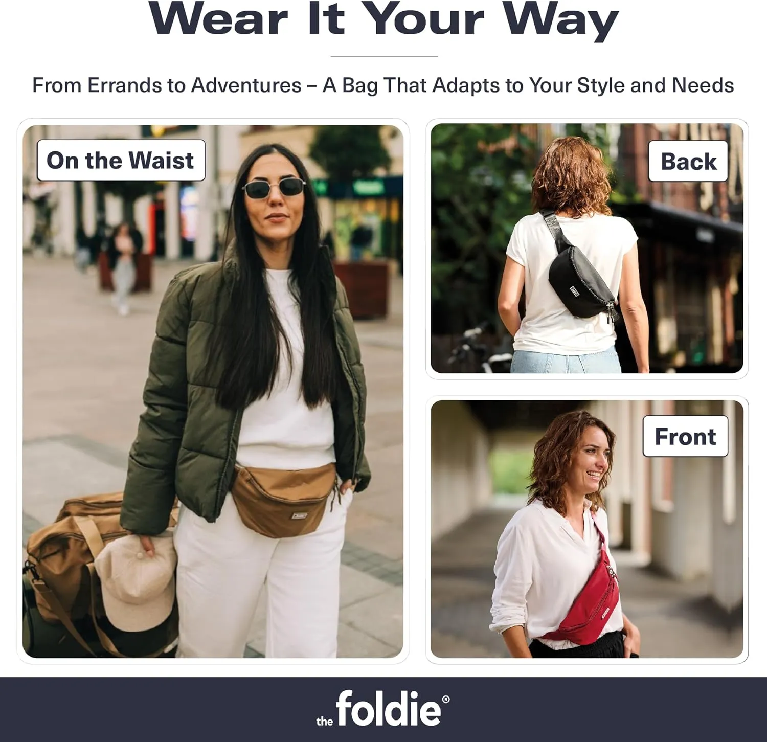 Foldable Crossbody Bags for Women & Men - Anti-Theft RFID-Safe Fanny Pack with Smart Lockable Zippers and Cut-Resistant Strap - Lightweight Waist Pack for Travel & Everyday Use - Blue