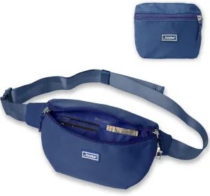 Foldable Crossbody Bags for Women & Men - Anti-Theft RFID-Safe Fanny Pack with Smart Lockable Zippers and Cut-Resistant Strap - Lightweight Waist Pack for Travel & Everyday Use - Blue