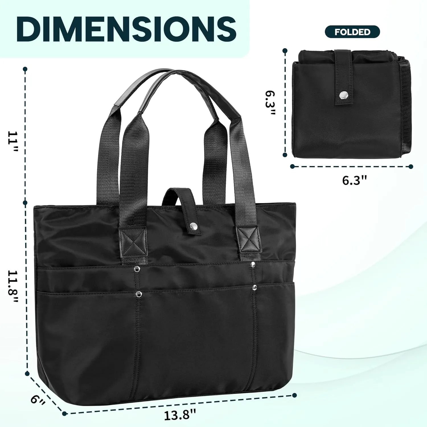 Foldable Tote Bag for Women, Lightweight Shoulder Bag With Compartment and Zipper for Travel, Work, Outdoor