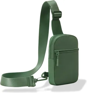 FORZAROCKET Ultralight Sling Bag w/Long Strap 70" – Small Crossbody Bag w/Extended Strap – Women Men Fanny Pack w/Anti-Theft Pocket – Two-Way Durable Zipper – Travel & Plus Size Friendly, Green