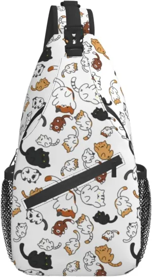Funny Cute Cat Sling Backpack Cat Chest Bags Crossbody Animal Shoulder Bag for Men And Men