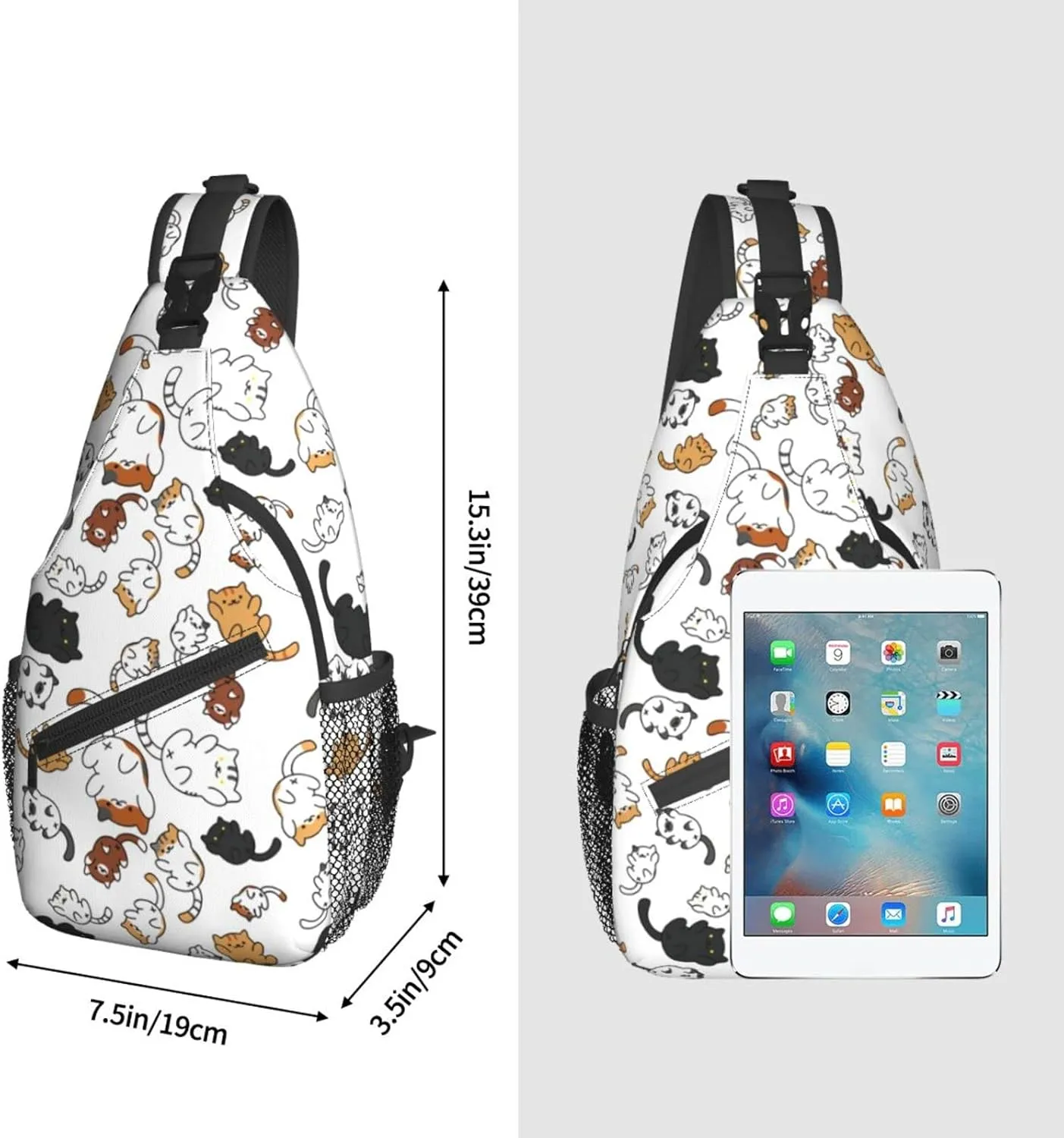 Funny Cute Cat Sling Backpack Cat Chest Bags Crossbody Animal Shoulder Bag for Men And Men