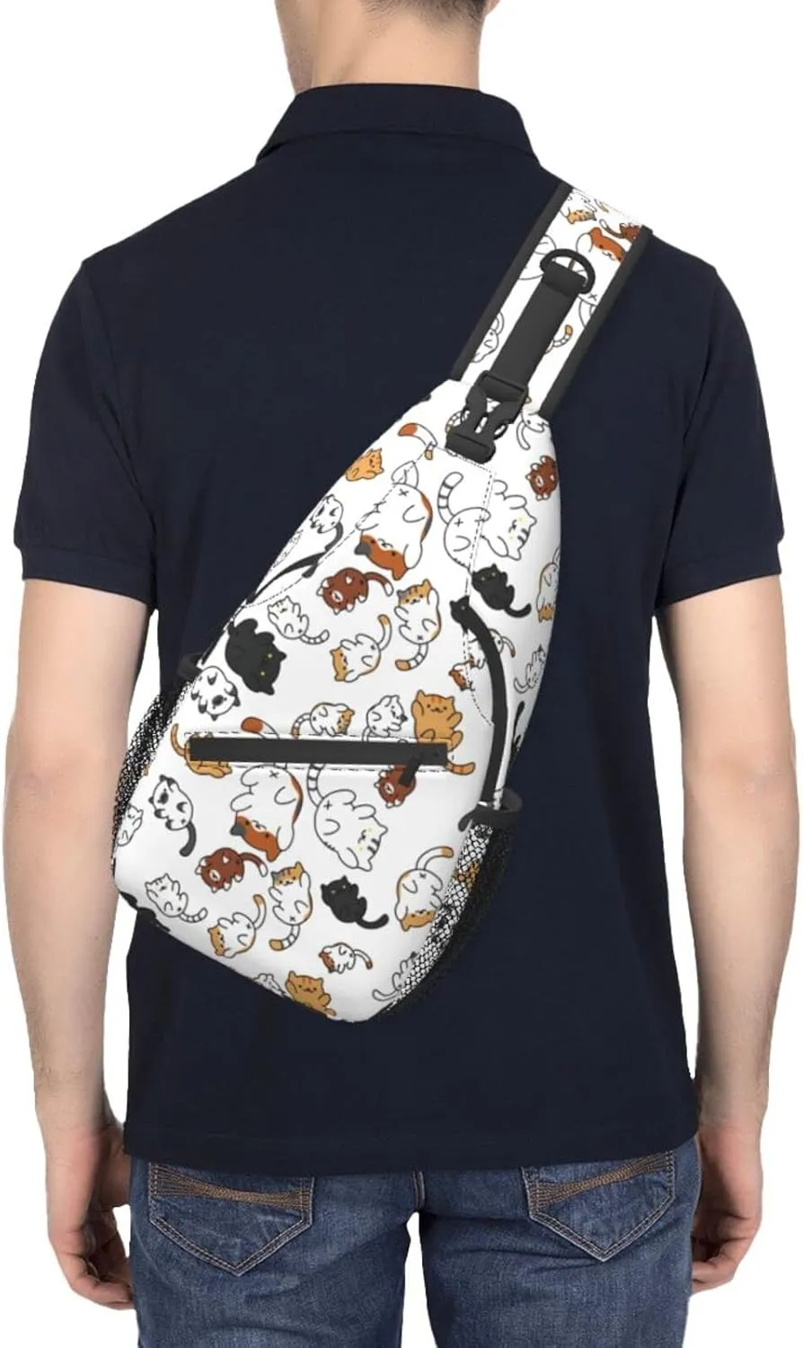 Funny Cute Cat Sling Backpack Cat Chest Bags Crossbody Animal Shoulder Bag for Men And Men