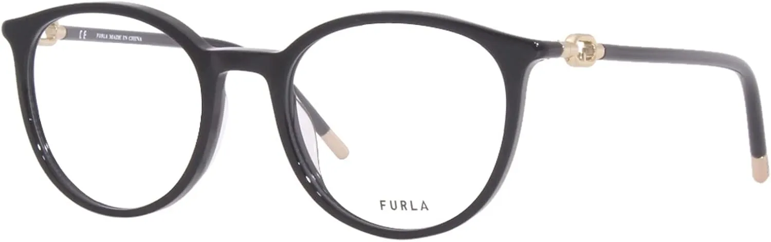 Furla VFU548 0700 Eyeglasses Frame Women's Black Full Rim Round 51mm