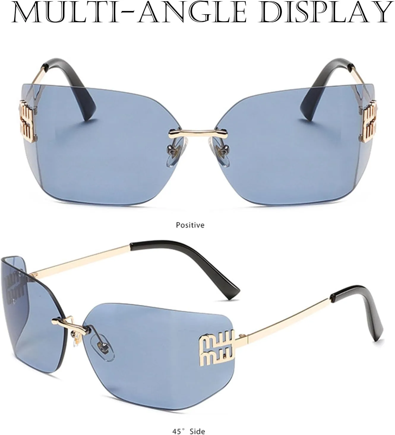 Futuristic Rimless Y2K Sunglasses for Women Men Fashion Wrap Around Frame Trendy Shield Frameless Design