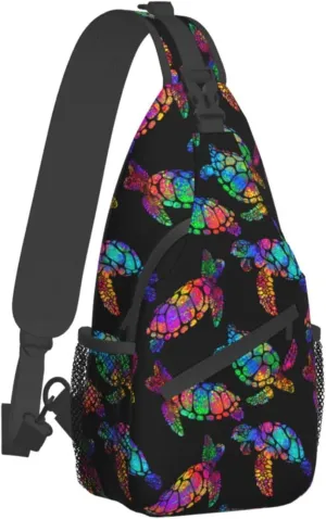 FyLybois Sea Turtle Sling Bag Multipurpose Crossbody Backpack For Women Chest Daypack Outdoor Cycling Hiking Travel
