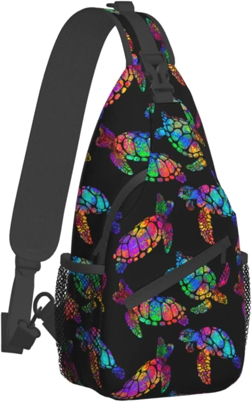 FyLybois Sea Turtle Sling Bag Multipurpose Crossbody Backpack For Women Chest Daypack Outdoor Cycling Hiking Travel