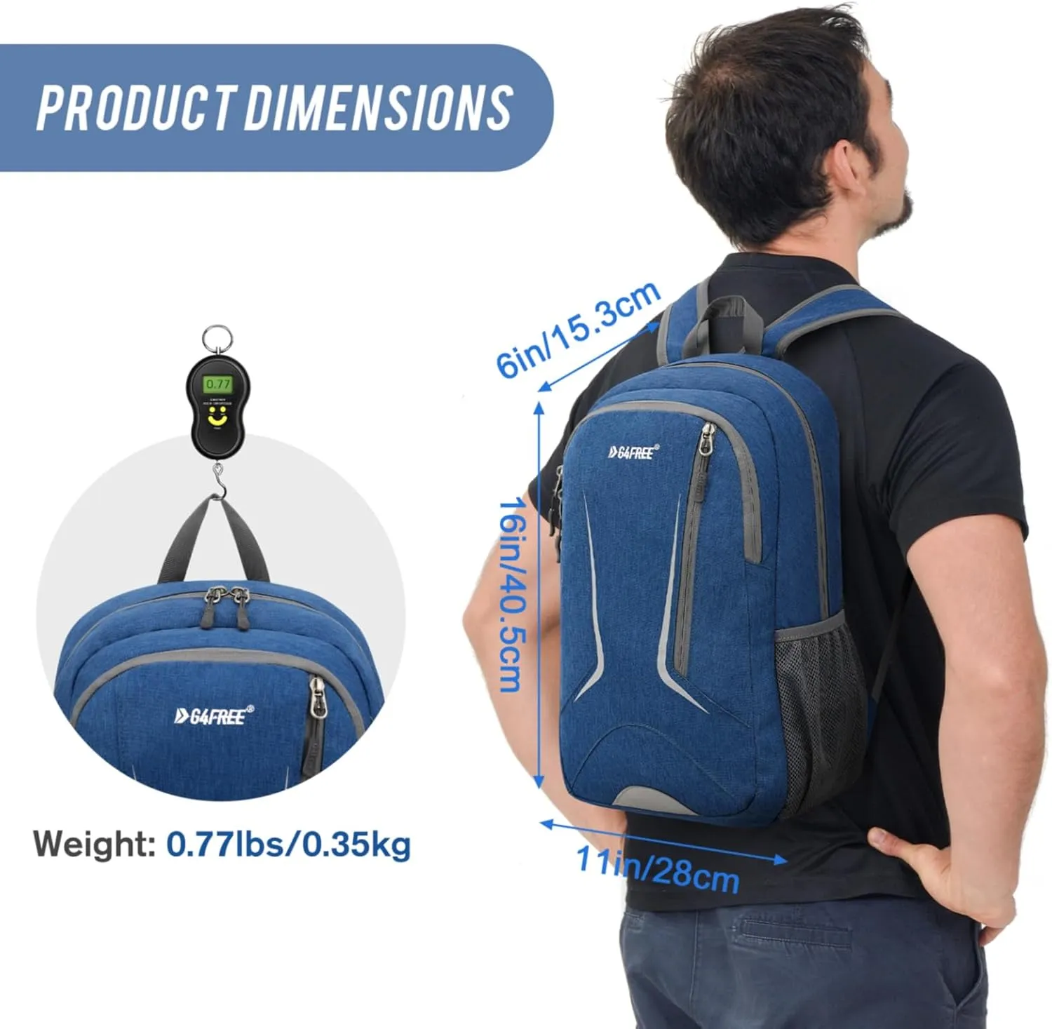 G4Free 16L Small Hiking Backpack, Compact Travel Backpack Lightweight Daypack Waterproof for Men Women Outdoor(Dark Blue)