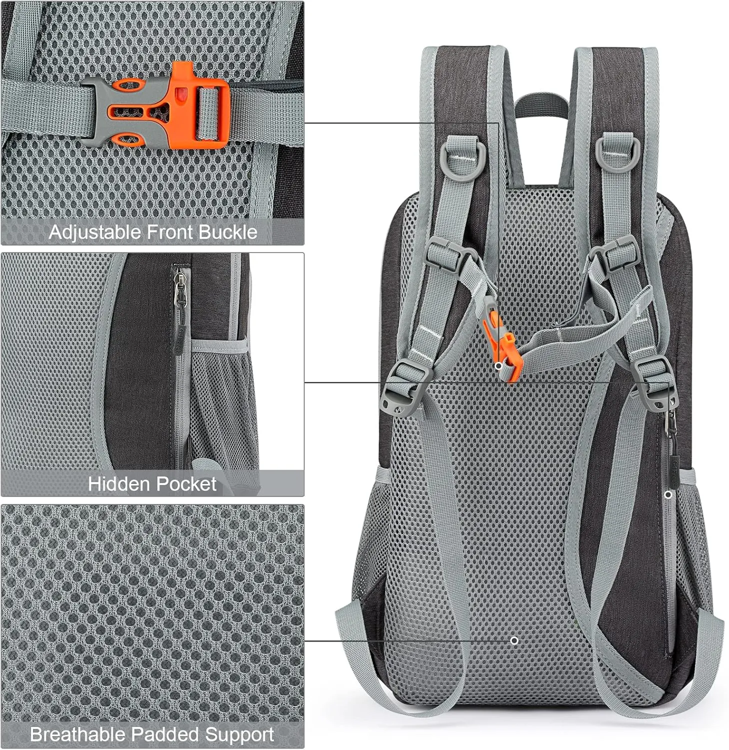 G4Free Mini 10L Hiking Daypack Small Hiking Backpack Cycling Compact Shoulder Backpack Outdoor for Men Women(Dark Grey)