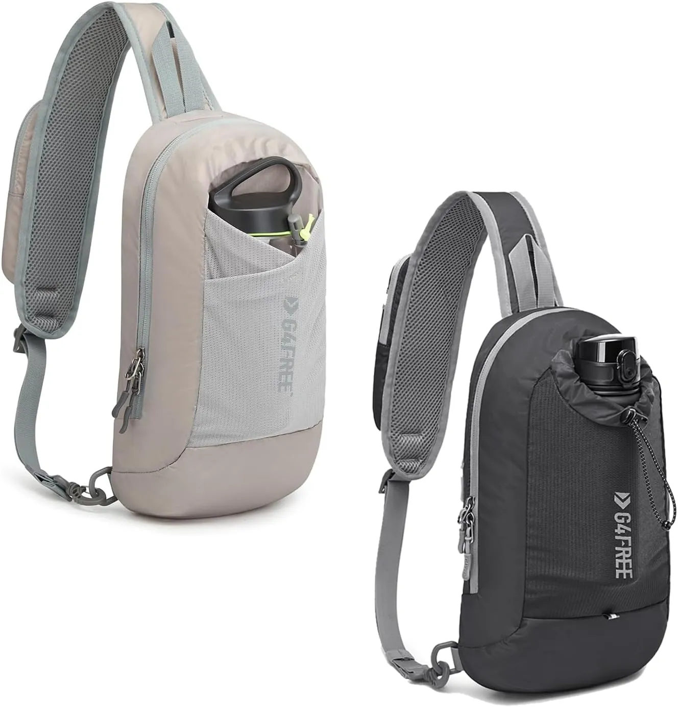 G4Free Sling Bag RFID Blocking Lightweight Crossbody Backpack Chest Shoulder Bag for Travel Sports Running Hiking (Black Grey)
