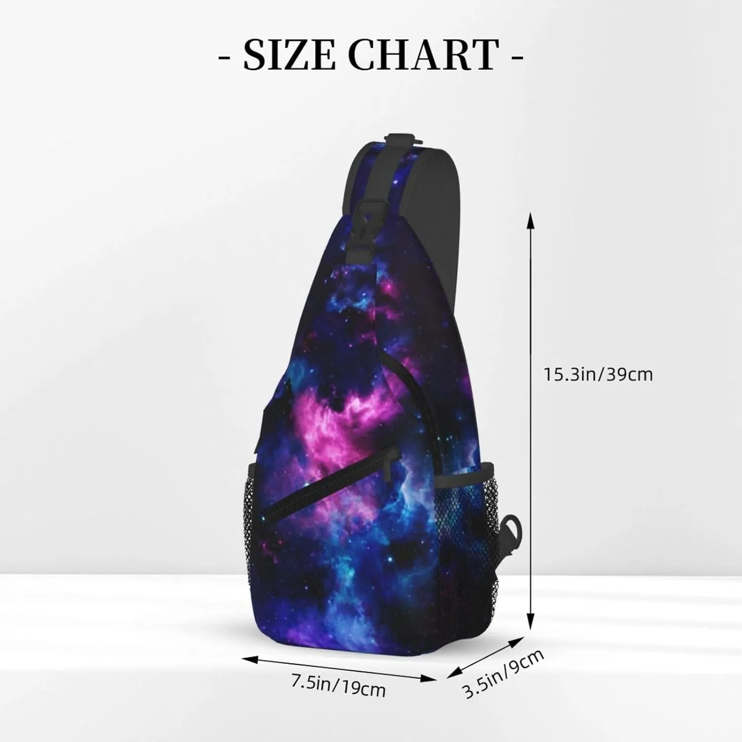 Galaxy Sling Bag Cosmic Background with Purple Nebula and Shining Stars Crossbody Backpack Cool Deep Space Theme Chest Shoulder Bag Casual Gym Sports Travel Hiking Daypack for Women Men