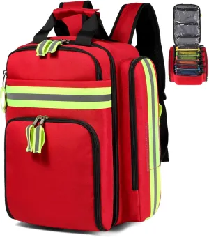 Gatycallaty First Aid Backpack - Medical Evacuation Bag - Red Emergency Lifeguard Bag for Ems Emt First Responder Trauma