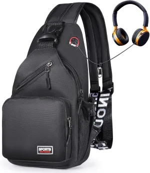 Geestock Crossbody Sling Bag Backpack for Men & Women, Convertible Shoulder Bag Waterproof Chest Bag for Daypack Travel Hiking (Black)