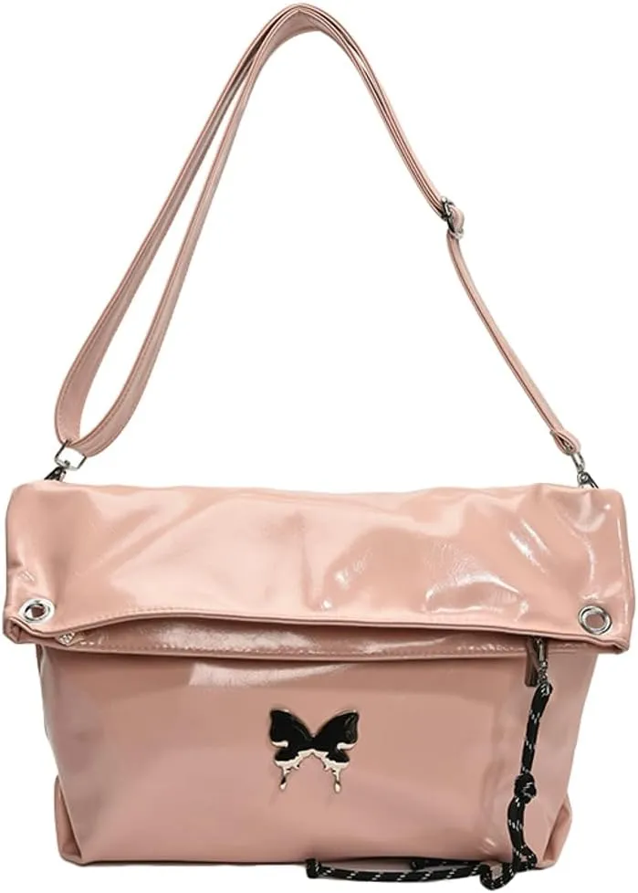 Gentle Butterfly Pleated Shoulder Bag for Women Soft PU Leather Cross Body Bag Work Outdoor Travel Tote Bag 2025