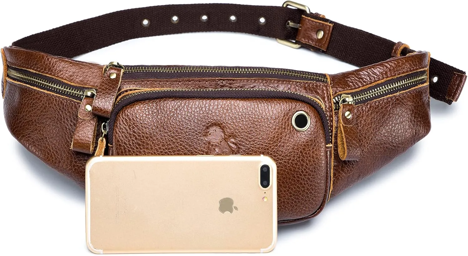 Genuine Leather Fanny Pack Men Waist Bag Multifunction Pockets Brown Crossbody Bags for Travel Running Workout Hiking