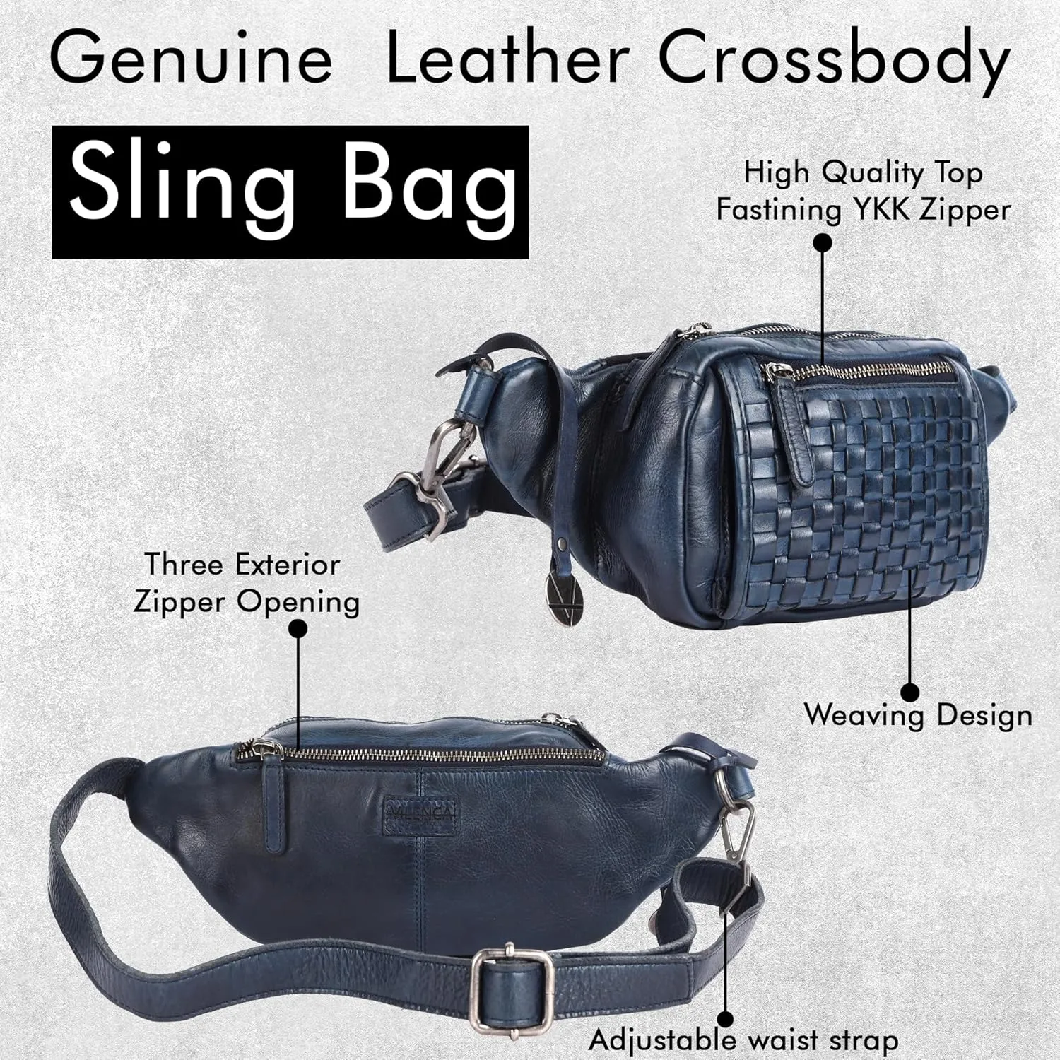 Genuine Leather Waist Bag Unisex, Waist Bag for Travel Trendy Casual Travelling Essentials Kept Bag Stylish, Durable, and Secure Travel Companion(VL-094-NAVY)