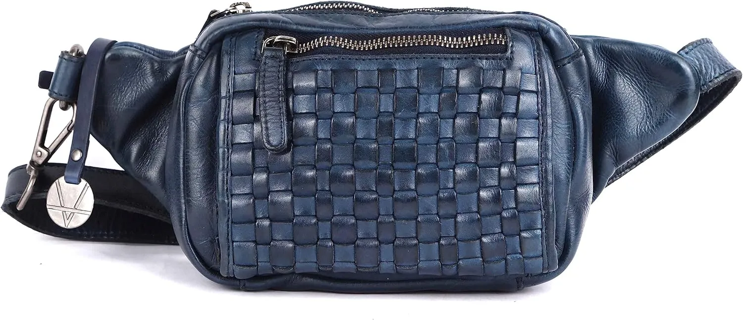 Genuine Leather Waist Bag Unisex, Waist Bag for Travel Trendy Casual Travelling Essentials Kept Bag Stylish, Durable, and Secure Travel Companion(VL-094-NAVY)