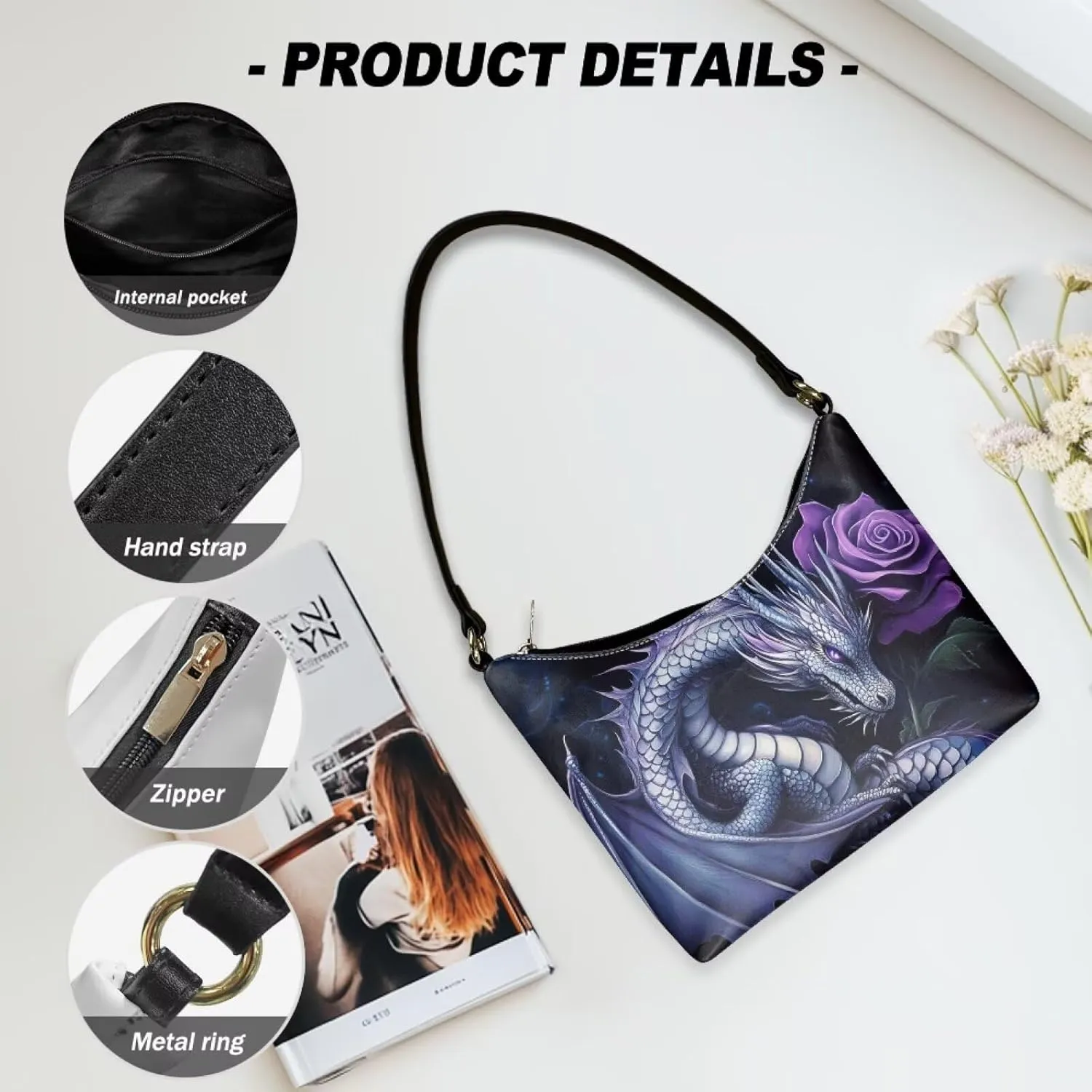GIFTPUZZ PU Women's Underarm Bag Trendy Women Shouder Handbags with Hand Strap for Party Travel Work and Vacation