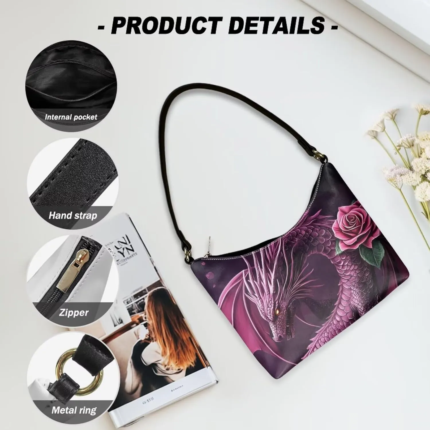 GIFTPUZZ PU Women's Underarm Bag Trendy Women Shouder Handbags with Hand Strap for Party Travel Work and Vacation