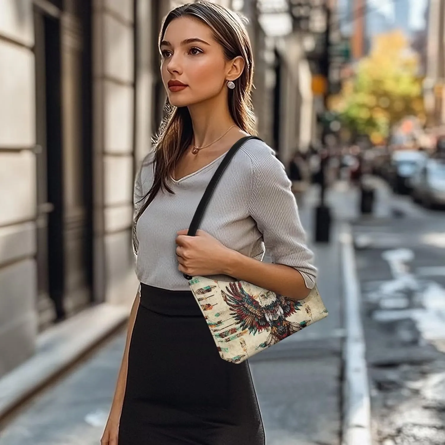 GIFTPUZZ Women Underarm Shoulder Bag Trendy Leather Purse with Top Handle Internal Pocket and Zipper Closure Waterproof