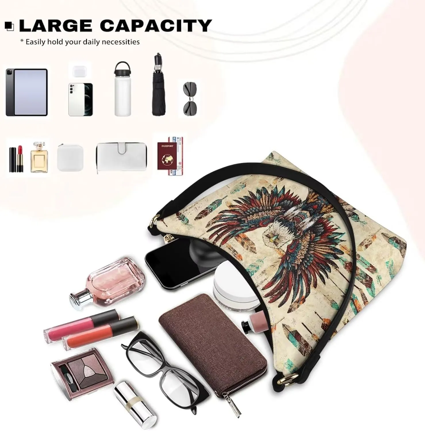 GIFTPUZZ Women Underarm Shoulder Bag Trendy Leather Purse with Top Handle Internal Pocket and Zipper Closure Waterproof
