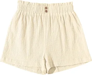 Girls' Casual Ruffled Paperbag Waist Shorts Elastic Summer Wide Leg Shorts