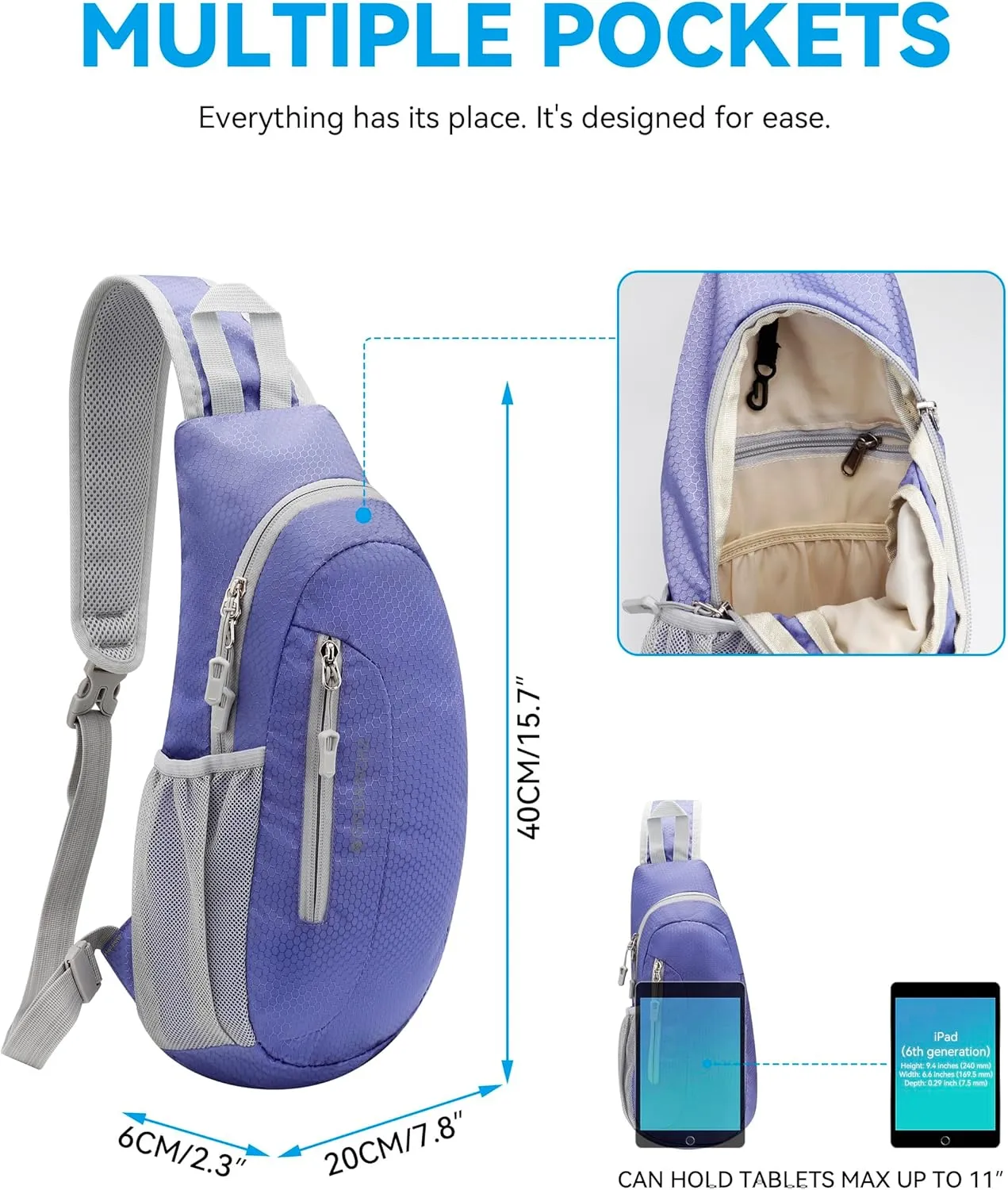 Gisdanchz Unisex Honeycomb Jacquard Small Sling Bag Slim Sling Backpack Crossbody Chest Bag for Hiking Travel