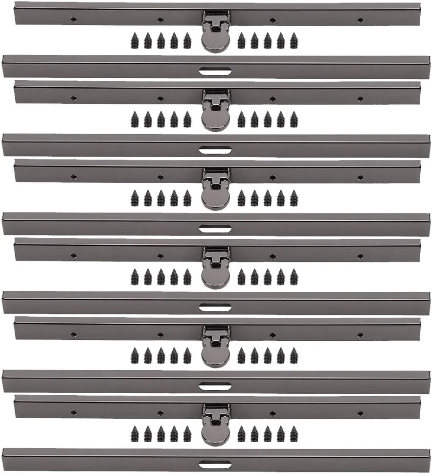 GLOGLOW 6PCs Metal Purse Frame, Wallet Clasps Bag Making Supplies Straight Channel Diva Purse Frame Wallet Clasp Metal Wallet Frame Straight Side Bag Supplies(Gun Gray)