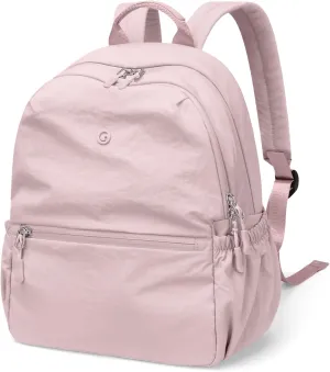 GOLF SUPAGS 13L Mini Backpack Lightweight Nylon Daypack for Women, Small City Pack, Versatile Ladies Backpack for Shopping & Travel, Light Pink
